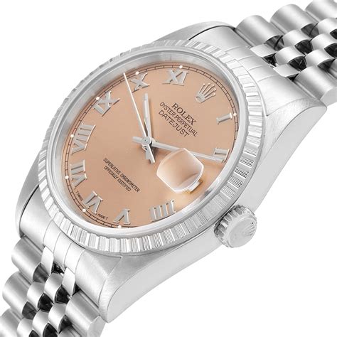 Rolex Datejust 16220 Salmon Dial Roman Numerals Engine 